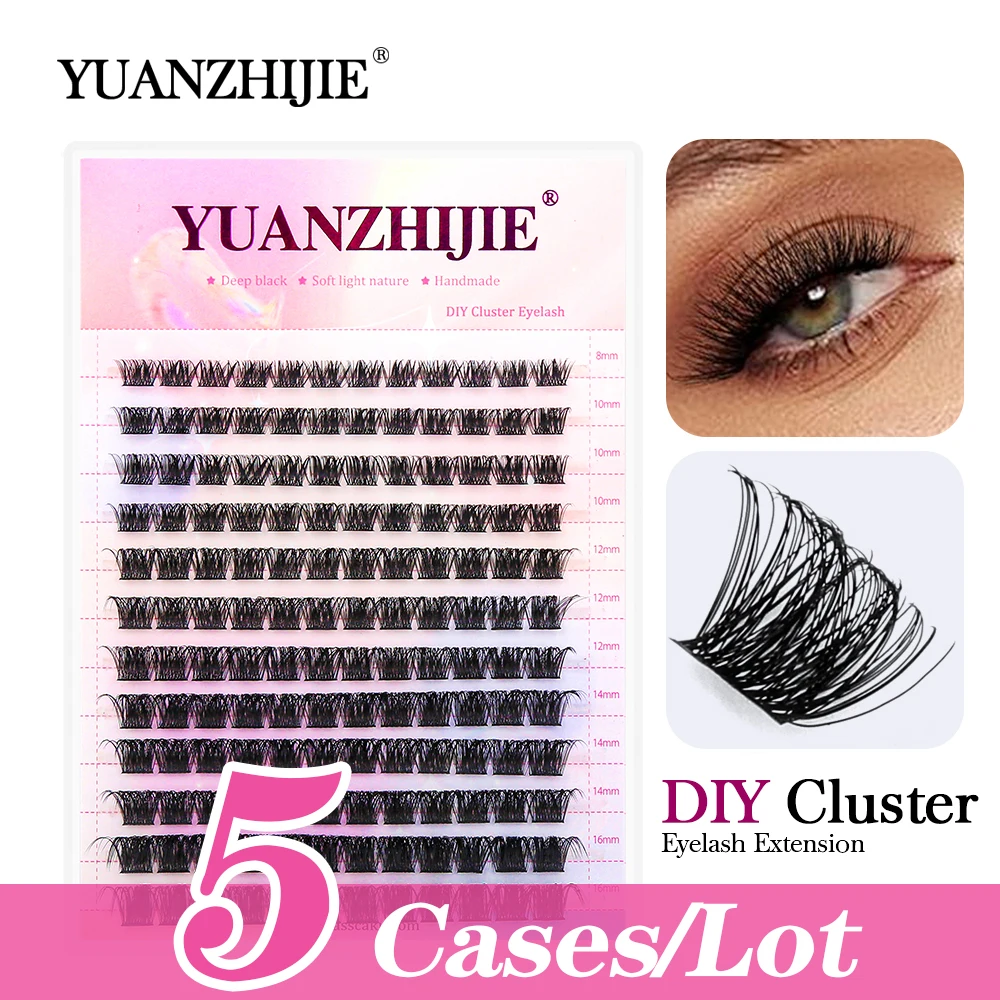 

YUANZHIJIE 5Cases/Lot 3D Individual False Eyelashes Fluffy Thick Cross Wispy Natural Mink Soft Lash Extension Supplies Makeup