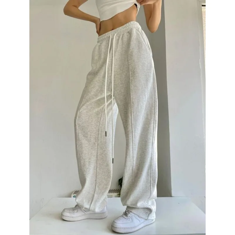 

Deeptown Korean Style Grey Sweatpants Casual Sports Pants for Women Oversized Vintage High Waist Joggers Trousers Autumn Winter