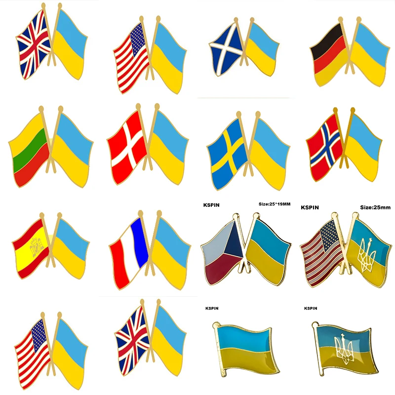 USA Ukraine United Kingdom Poland Denmark Sweden Ukrainn flag badge Flag Lapel Pin Brooch |