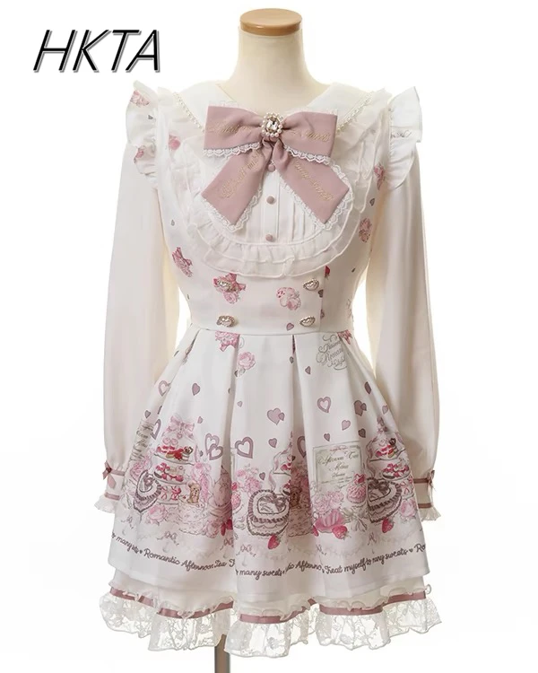Women's Dress 2-piece Set Spring Print Navy Collar Long Sleeve Shorts