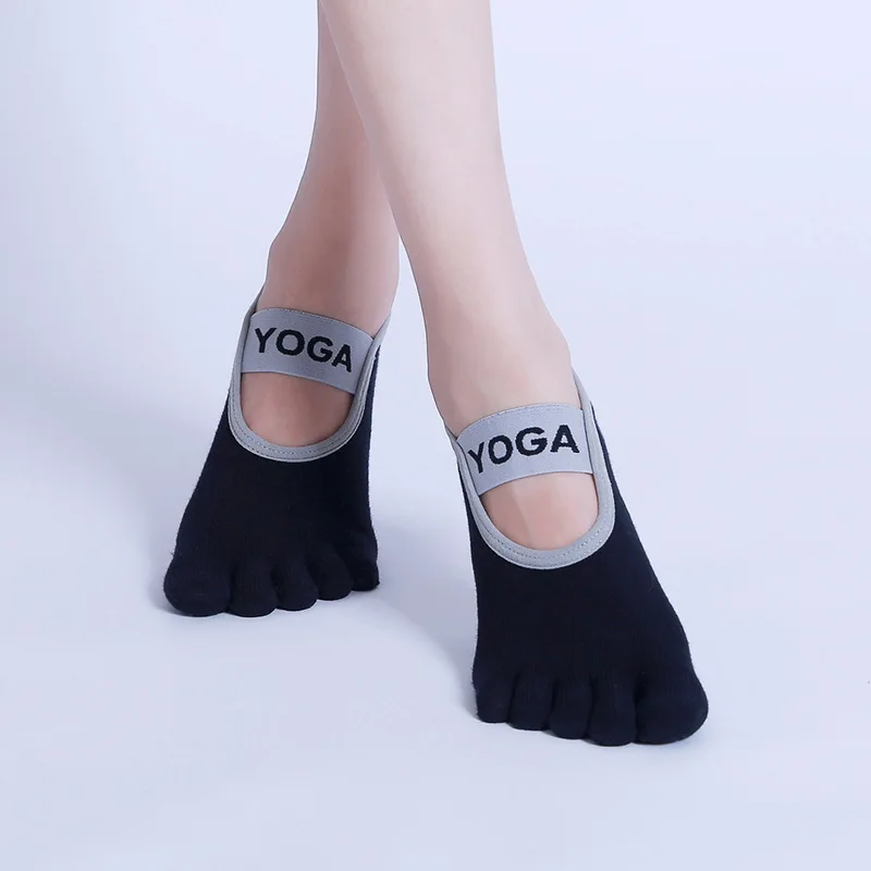 Women Breathable Yoga Socks Anti-Slip Five Toe Pilates Socks Cotton Backless Ladies Fitness Dance Ballet Sports Socks Slippers