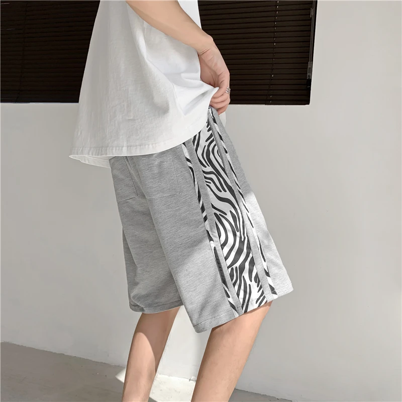 Zebra Quick Dry Summer Mens Lovers Beach Shorts Man Ins Ulzzang Beachwear Shorts Hip Hop Punk Dance Knee Length Design Shorts