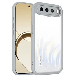 Crystal Clear Shockproof Silicone Phone Case with PC Back and TPU Bumper for Realme 16 5G (Gray)