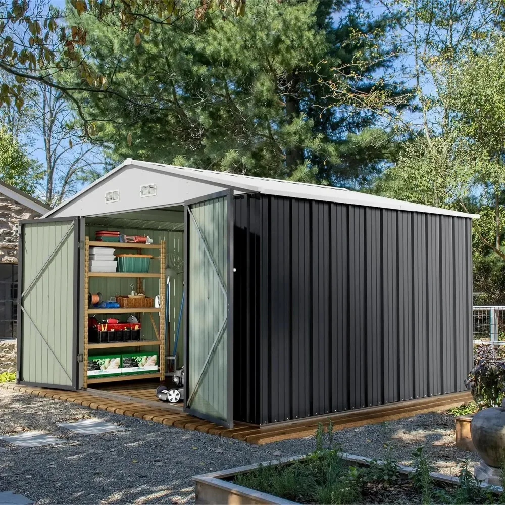 8 x 10 FT Metal Garden Sheds & Outdoor Storage Clearance, Large Tool Shed Outdoor with Single Lockable Door for Lawn Backyard