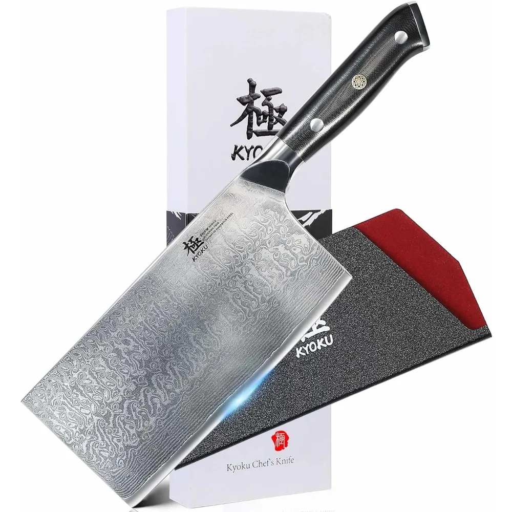 

Vegetable Cleaver Knife - 7" -Shogun Series - Japanese VG10 Steel Core Forged Damascus Blade - with Sheath & Case