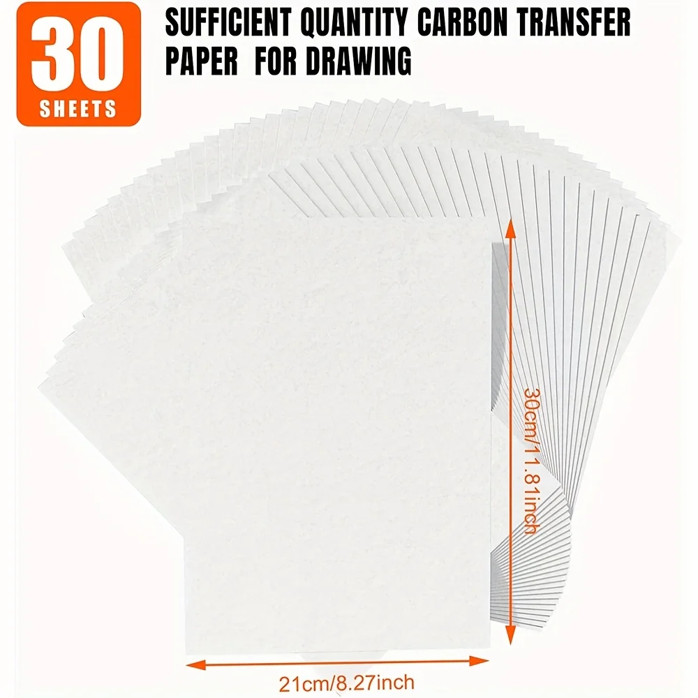 30pcs White Carbon Transfer Paper For Wood Burning Craft, Paper, Canvas And Other Art Craft Surfaces A4 Size 21.01 X 30.0 Cm - 3