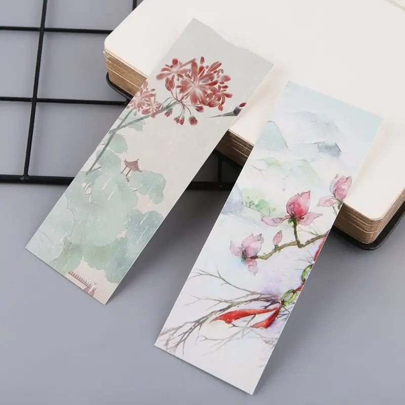 30pcs for Creative Chinese Style Paper Bookmarks Painting Cards Retro Beautiful D5QC