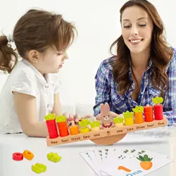 Juguetes Montessori para aprendizaje y entrenamiento de equilibrio para niños, apilador de forma de conteo, tabla de equilibrio de conejo, Educativo de madera