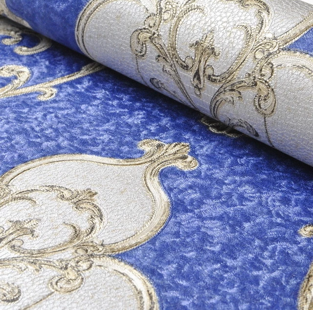 Dark Blue Victorian Wallpaper