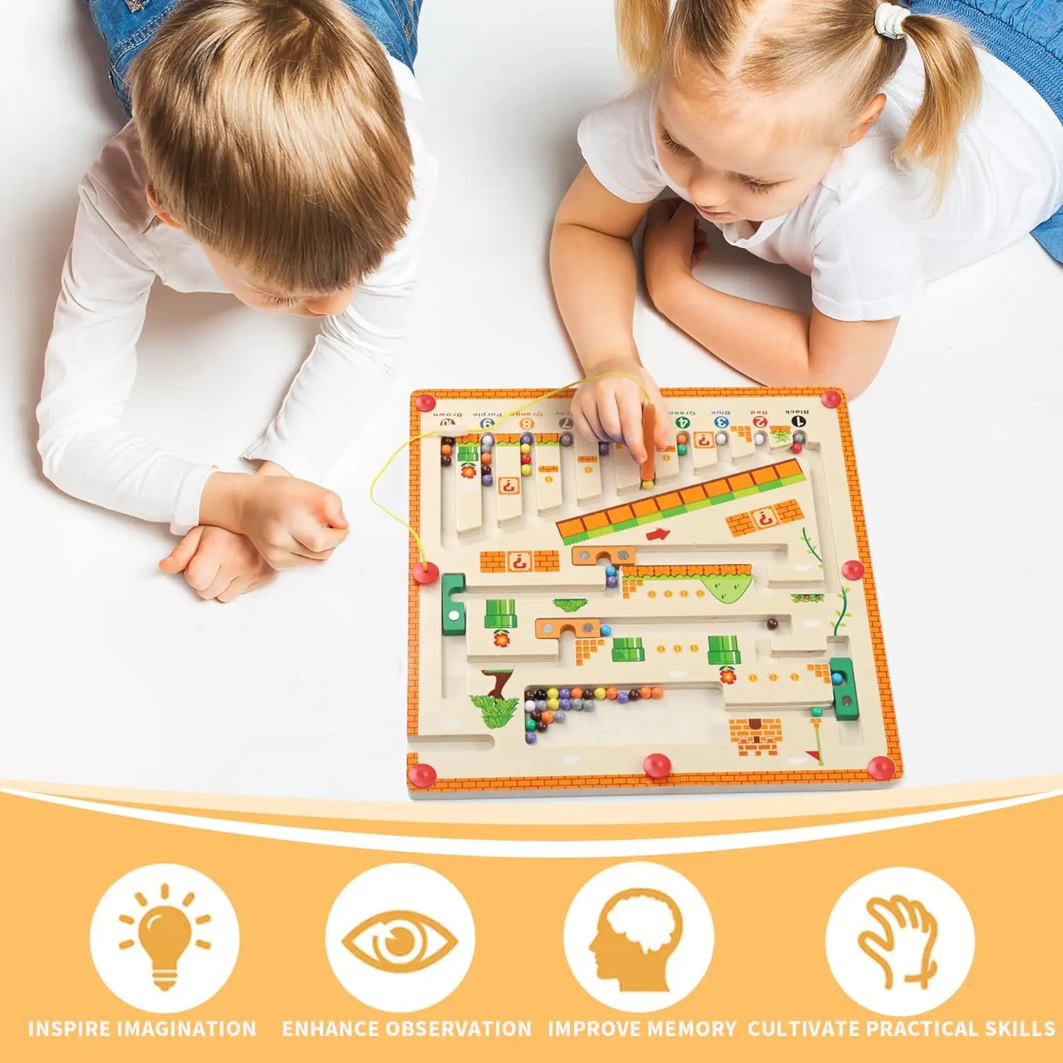 Kids toy Magnetic Color Number Maze Wooden Board Activities Counting Matching Game Montessori Fine Motor Skills Learning Toy