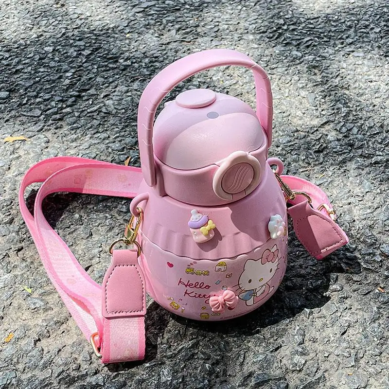 

Sanrio Hello Kitty Cute High Capacity 1000Ml Kawaii Thermos Cup Children Straw Cup Portable Sweet Girl Dress Up Christmas Gifts