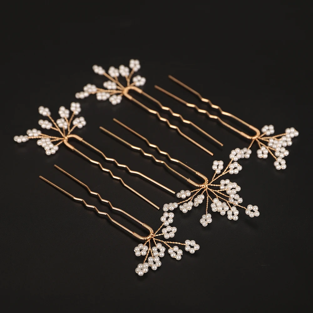 5PCS Pearls Bridal Hair Pins for Women Wedding Accessories