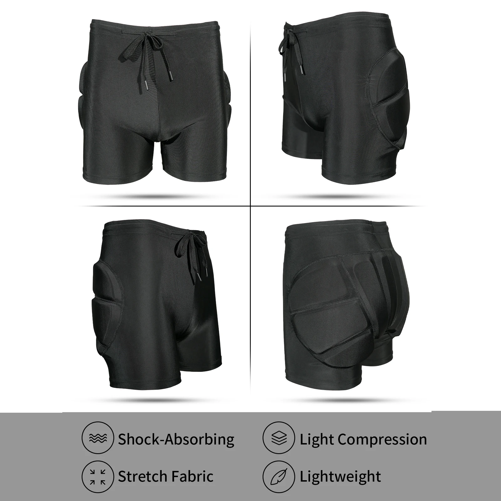 AVIVOR Figure Skating Protective Shorts with Side Zipper and 3D Padding for Kid Youth Adult, Suitable for Skiing Skateboarding