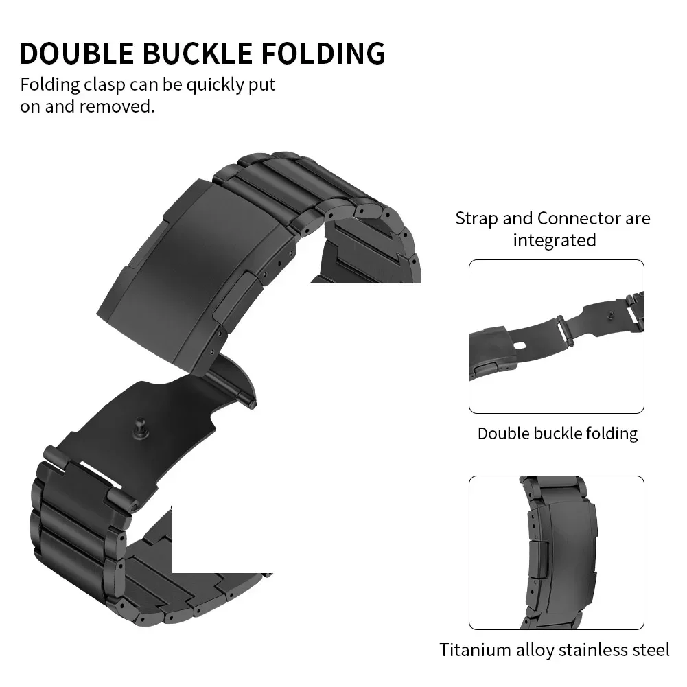 Premium 22mm Titanium Metal Watch Strap Bracelet