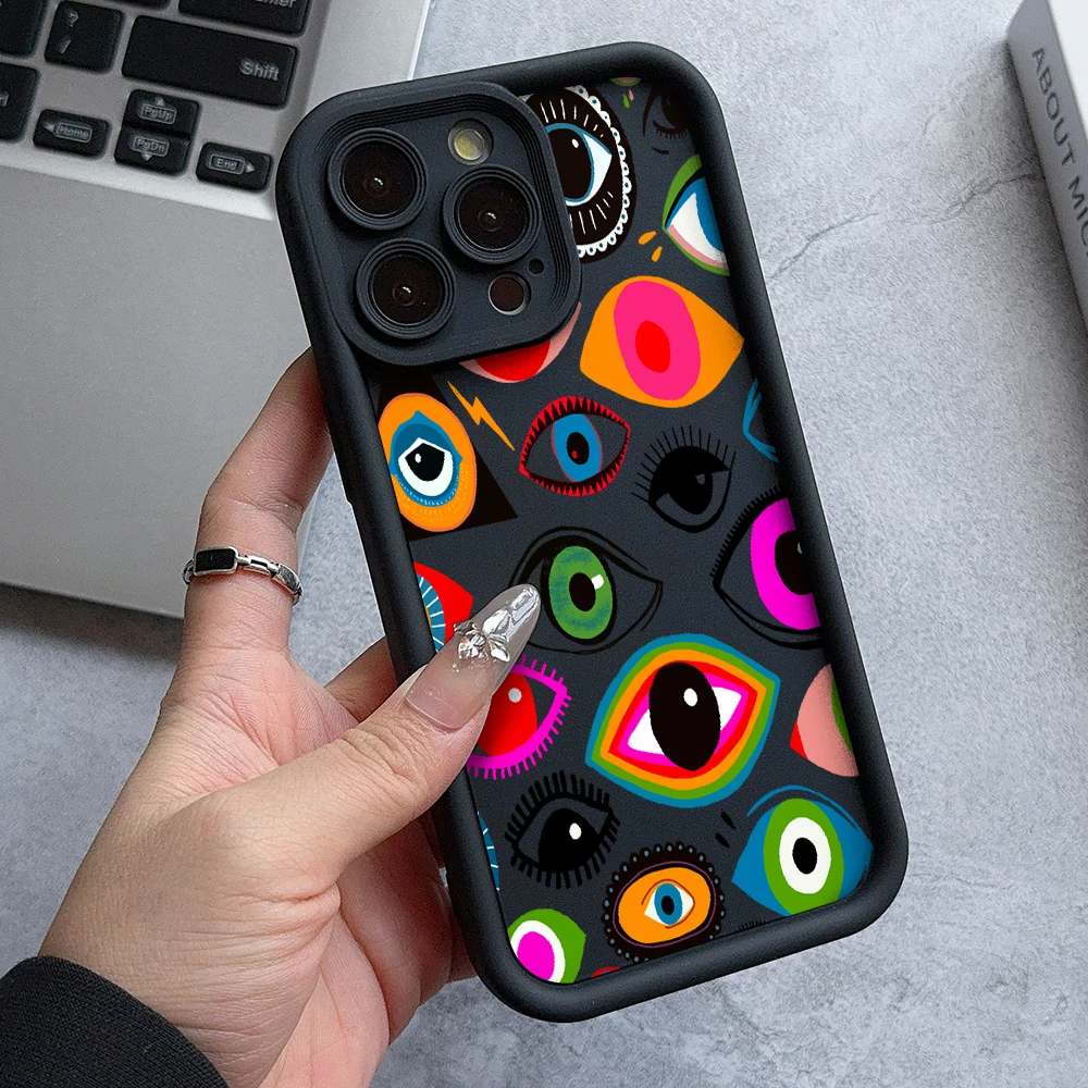 Turkish Blue Evil Eye Protective Phone Case with Lens Cover