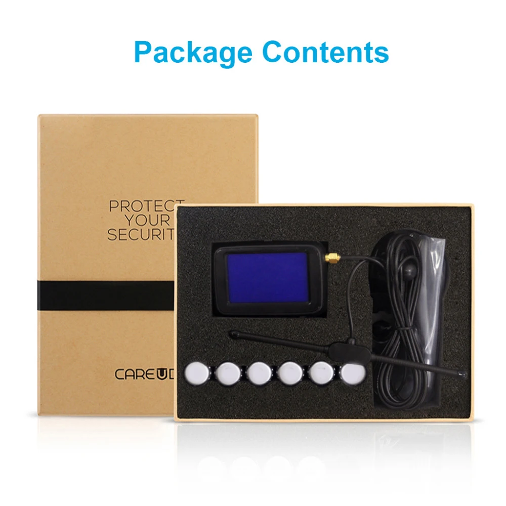 CAREUD U901T Car Truck TPMS Car Wireless Tire Pressure Monitoring System,LCD Display,with 6 External Sensors,Replaceable Battery