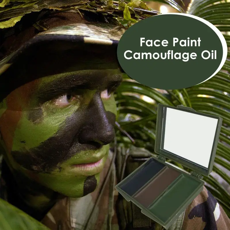 Colors Makeup Long Lasting Camos Face Body Paint with Mirror Compact Camos Concealment Face Paint Camouflage Oil Camouflage