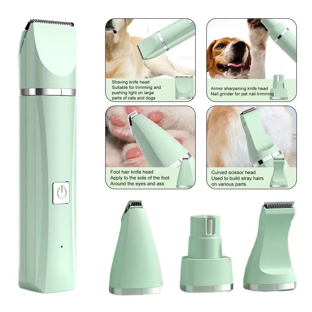 1 Set Cat Hair Trimmer Quiet Cordless Dog Shaver Clipper 4-in-1 Electric Pet Grooming Kit with 4 Blade for Long Hair Pets