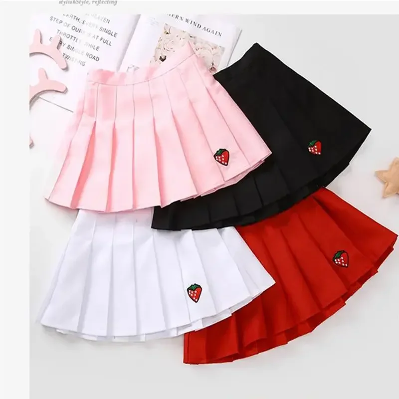 Girl Pleated Skirts School Children Clothing 2 4 6 8 10 12 13 14 Years Baby Girl Skirt with Shorts Pink Student Kids Tutu Skirt