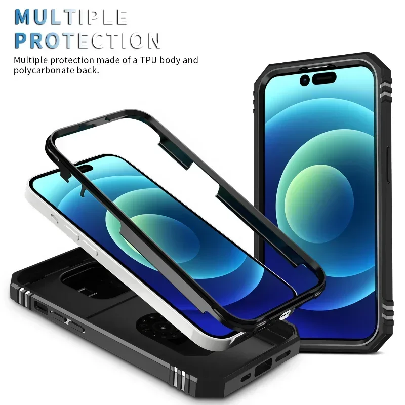 iPhone Case For iPhone 16 15 14 Pro Max 13 12 11 Pro Plus XR 360 Full Body Rugged Protective Slide Camera Stand Protection Ring Cover