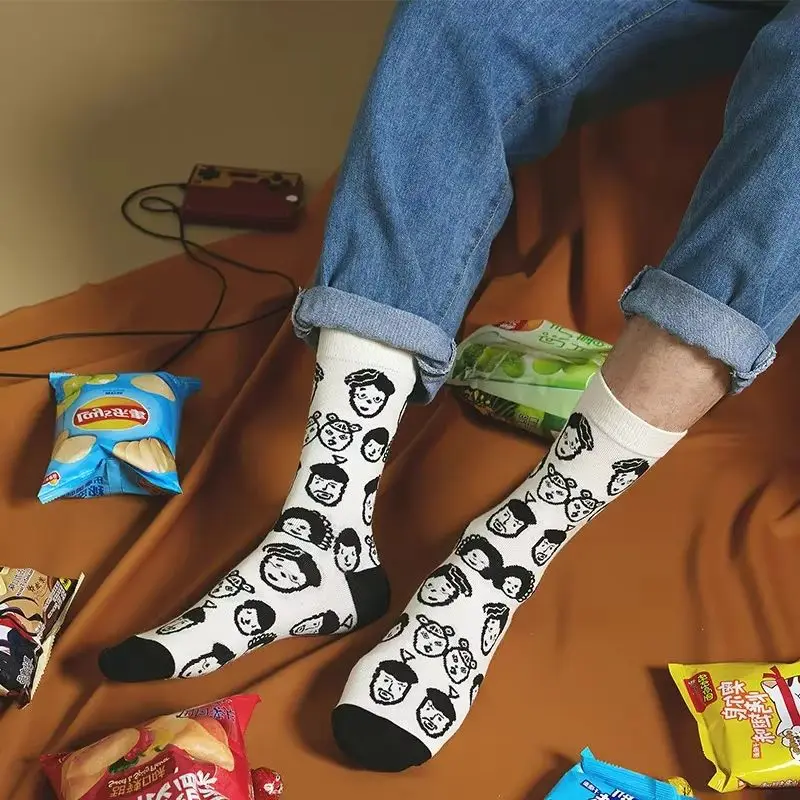 طقم جوارب قطنية برسومات كرتونية ووجوه تعبيرية