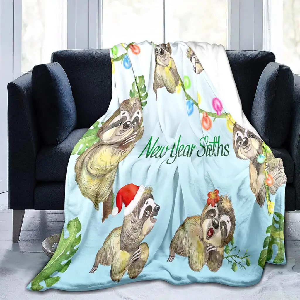 

Sloth Animal Pattern Flannel Throw Blanket King Queen Size for Kids Teens Gift Lightweight Warm Super Soft for Bed Sofa Couch