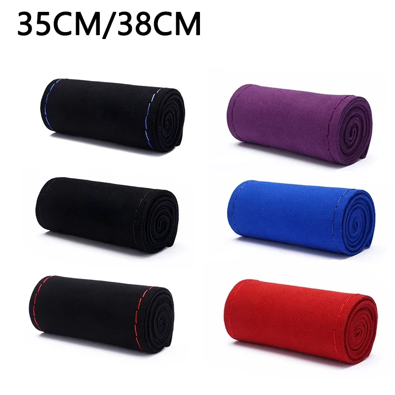 35cm/38CM Premium Fur Steering Wheel Cover Braiding Car Steering Wheel Case Non-slip Suede Matte Leather Braiding Steering Wheel Cover