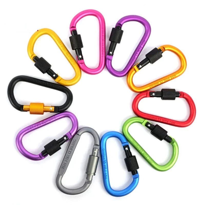 Climbing Buckle Climbing Carabiner Outdoor Aluminium Alloy D Shape Carabiner Key Chain Camping Hook Clip