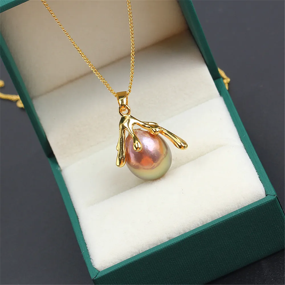 

Domestically Produced 14k Gold Color Retention Personalized Dancing Finger Pearls Unique Necklace Pendant Empty DIY Matching