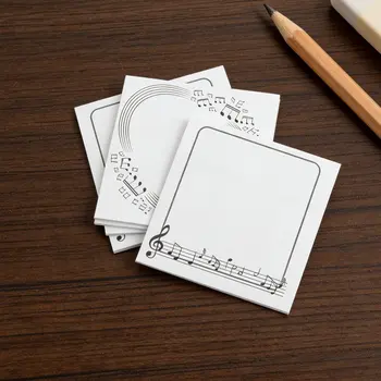 12 blocchetti autoadesivi per appunti, design con note musicali in bianco e nero, 3x3 pollici, mini memo per insegnanti di musica, scuola, ufficio