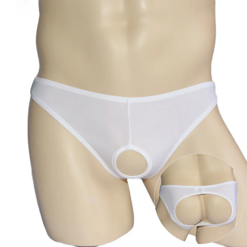 Mens Smooth Open Butt Panties Brief G String Crotch Hole Pouch Underwear Hipster Bikini Gay Lingerie For Him