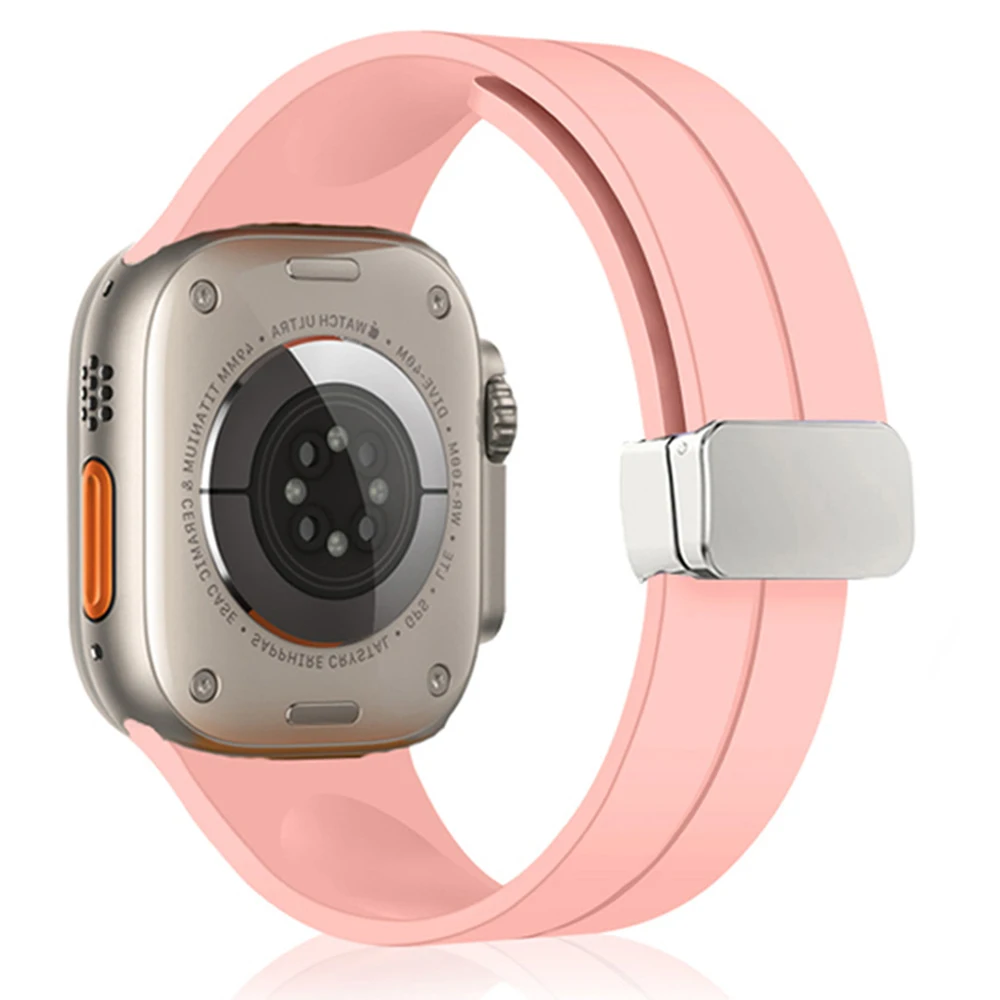 애플 워치 밴드용 마그네틱 스트랩, 44mm, 45mm, 40mm, 49mm, 41mm, 42mm, 38 실리콘 팔찌, iWatch 시리즈 울트라 2, 6, 5, 3, 7, 8, 9, se, 40mm