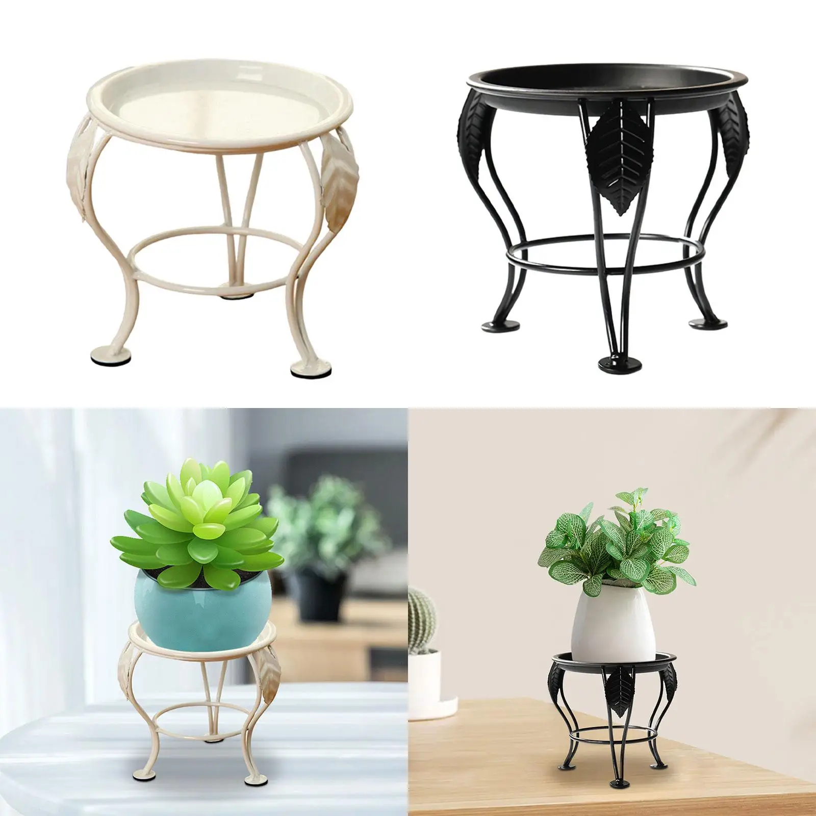 Metal Round Plant Display Potted Rack Tripod Bracket Multifunctional 5.3x5.3inch Planter Storage Rack for Balcony Plant Stand