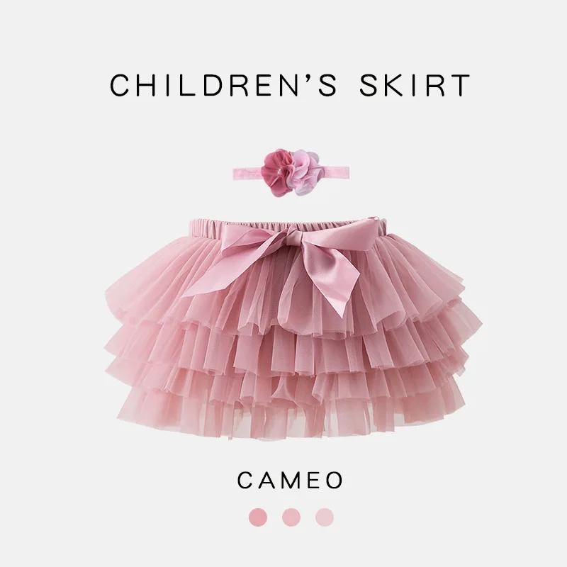 Baby Girls Tulle Tutu Bloomers Infant Newborn Diapers Cover 2pcs Short Skirts+Headband Set Girls Skirts Rainbow Baby Skirt 5