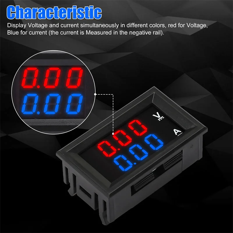 디지털 볼트미터 암페어미터 DC 100V 10A 전압 전류 측정기 0.28인치 듀얼 LED 디스플레이 패널 연결선 포함