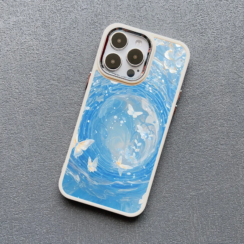 Blue Butterfly Ocean Waves Silicone Phone Case Cover