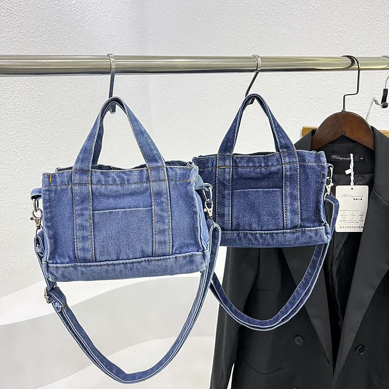 [ JEANS] Quilting Shoulder Bag ★大人気★ Women's Retro Large Canvas Denim Shoulder Bag Denim