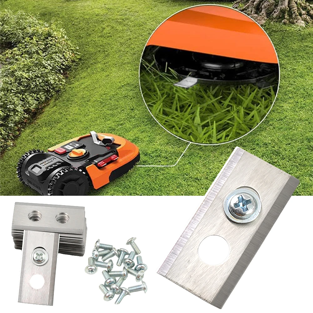 30Pcs Double Hole Mower Blades 0.6MM Thick Lawn Cutting Blade Wear Resist Stainless Steel Mower Blade Set Lawn Mower Supplies