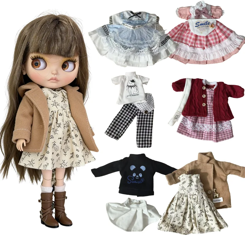 Conjunto de Ropa de Invierno para Muñeca Blythe, Abrigo con Flores, Vestido de Princesa, Falda de Encaje, Ropa de Sirvienta, Accesorios para OB24 OB22 1/6