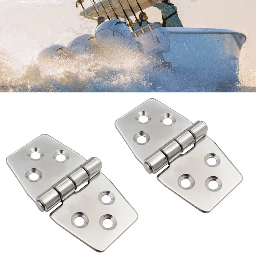 

2Pcs Trapezoid Stamping Cabinet Car RV Hatch Hinge Stainless Steel Butt Hinge Flush Mount 180 Degree Marine Hardware