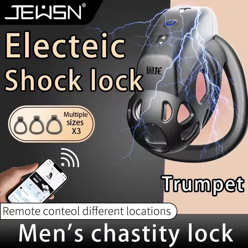 Penis Cage Electric Shock Chastity Lock Conditioning Restriction Abstinence Toys Cock Cage for Men Gay with 3 Active Rings Gay