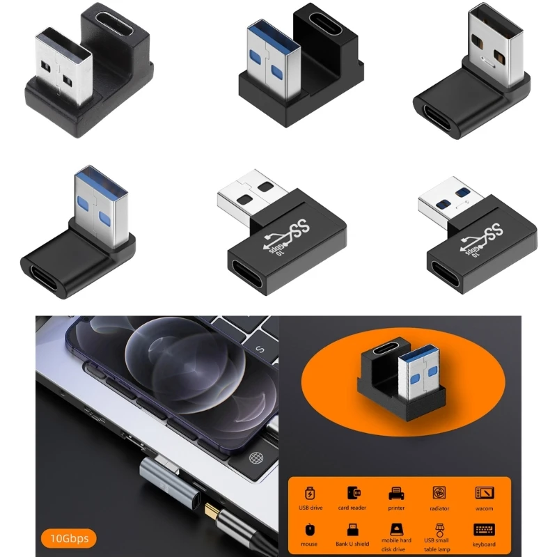 USB 3.0 Male To Female Extension Adapter - 90 Degree Right Angle USB A Male To A Female Extender - USB Male Upward And Downward Connector