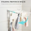 Folding Towel Rod With Sock Clip Wall Mounted Retractable Drying Racks Invisible Clothes Hanger Space Saving Non-Slip Hangers 3