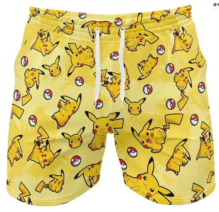 2026 Sommer Bestseller Anime Pokémon Gelbe Personalisierte Shorts für Erwachsene und Kinder Modische Lässige Sportshorts – Detail 5