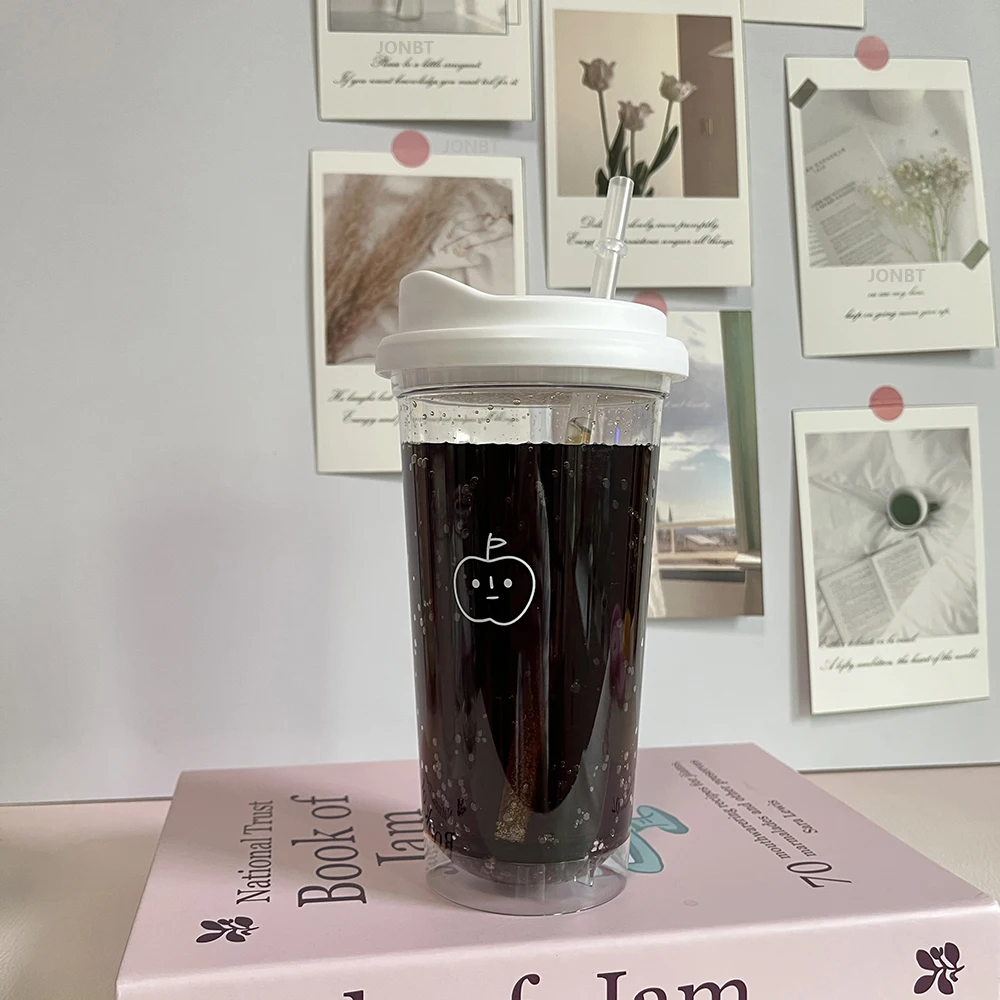 355/473ML Clear Plastic Water Bottle with Straw & Tea Strainer – Transparent Coffee Cup... - SKU PWB12373 - UGI Packaging