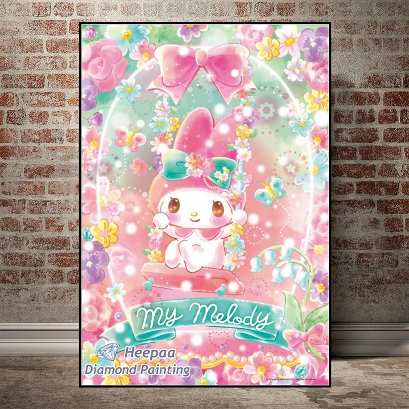 Cartoon Kuromi And My Melody 5d Diy Diamond Painting Cute Hello Kitty Mosaic Cross Stitch Home Decor Kids Handcraft Gift