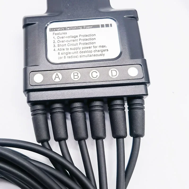 PS4001 6-Way Charger Cable Type-C Plug Adapter Swithching Power Charge For HYT Hytera BP560 AP510 G32 G36 Two Way Radio