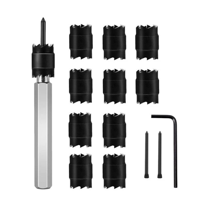 

13PCS Welding Spot Removal Drill Spot Welding Drill Electric Tool Set Of Hexagonal Handle Drill Bit Silver&Black