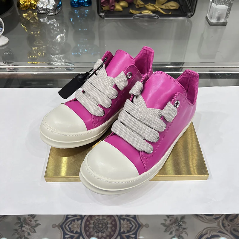 Men Low Top Casual Shoes Jumbo Lace Up Leather Main Line Thick Sole Pink Women Big Plus Size Ro Luxury Designer Sports Sneakers 3