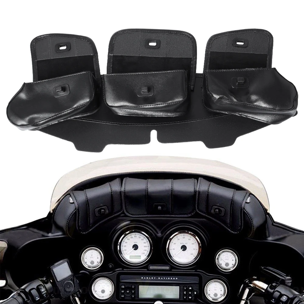 Borsa Per Carenatura A Pipistrello Per Parabrezza A 3 Tasche Per Harley Electra Glide Touring Flhx Flht Flhxs Flhtk Flhtcu 1996-2013